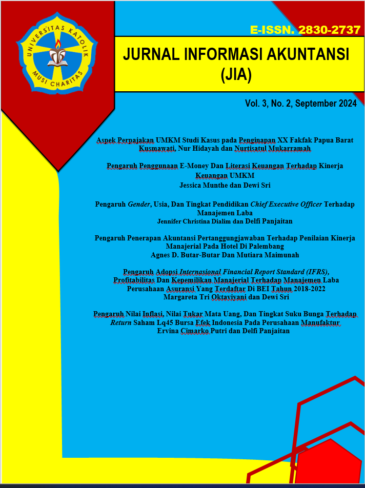 					View Vol. 3 No. 2 (2024): Jurnal Informasi Akuntansi (JIA) Volume 3 Nomor 2 Tahun 2024
				